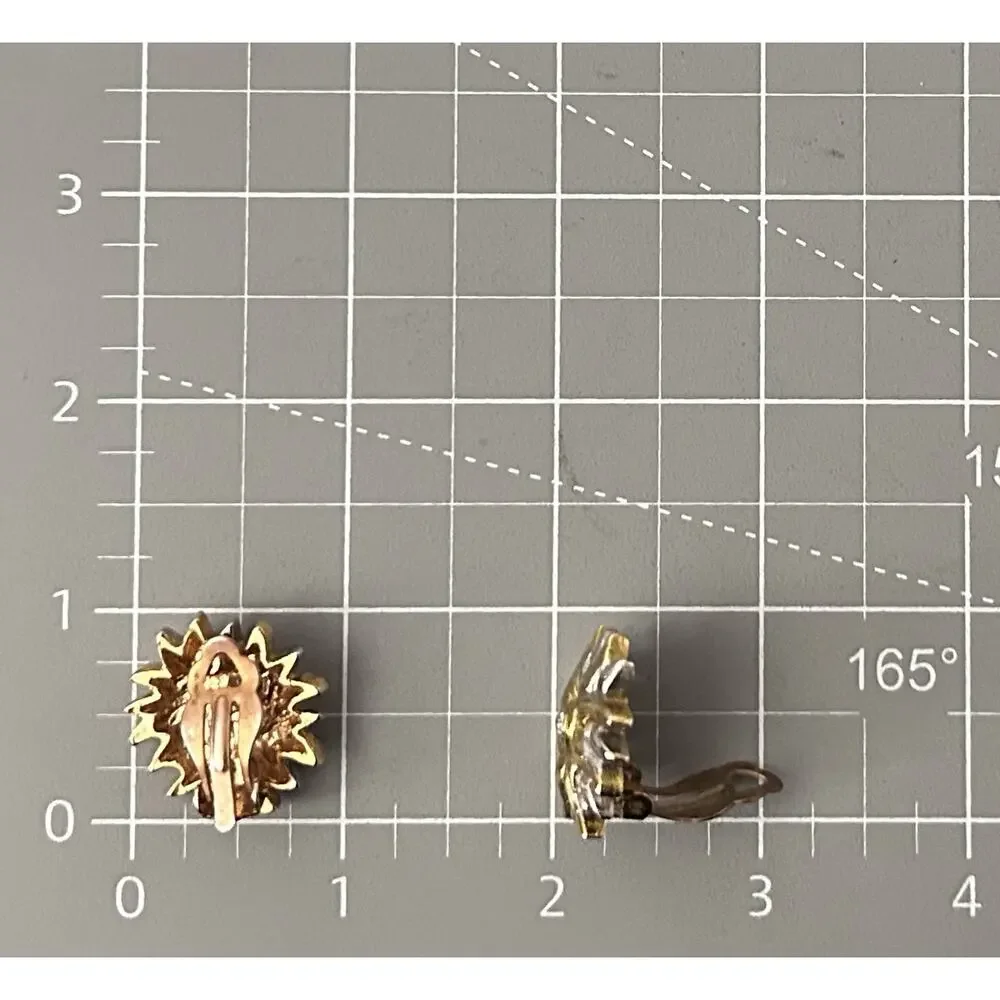 Vintage Sunburst Sunflower Earrings Clip On Gold And Silver Tone Sun Celestial